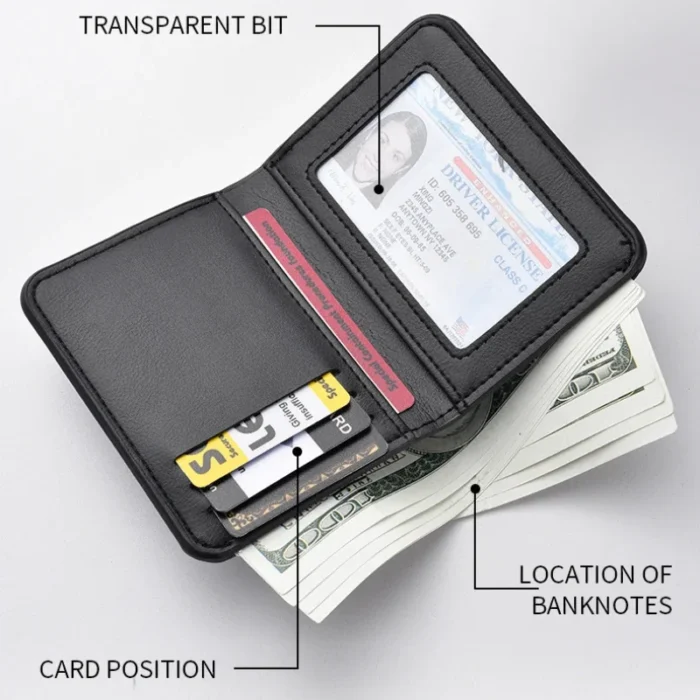 1Pc New Ultra-thin Mini Soft PU Leather Credit Card Wallet Holder Short Vertical High Quality Men's Small Short Wallets Purse - Image 4