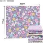 Patchwork Fabric Pink Rose Pattern Cottton Twill Upholstery Fabric For Sewing Quilt, Doll Costume, Scrapbook Decoration 6/7/8pcs - Image 4