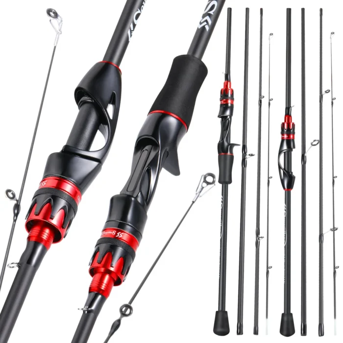 Sougayilang Baitcasting Fishing Rod 2.1m 3.3LB MAX Drag UltraLight Carbon Fiber Rod Pole 4Section with EVA Handle Caña De Pescar - Image 2