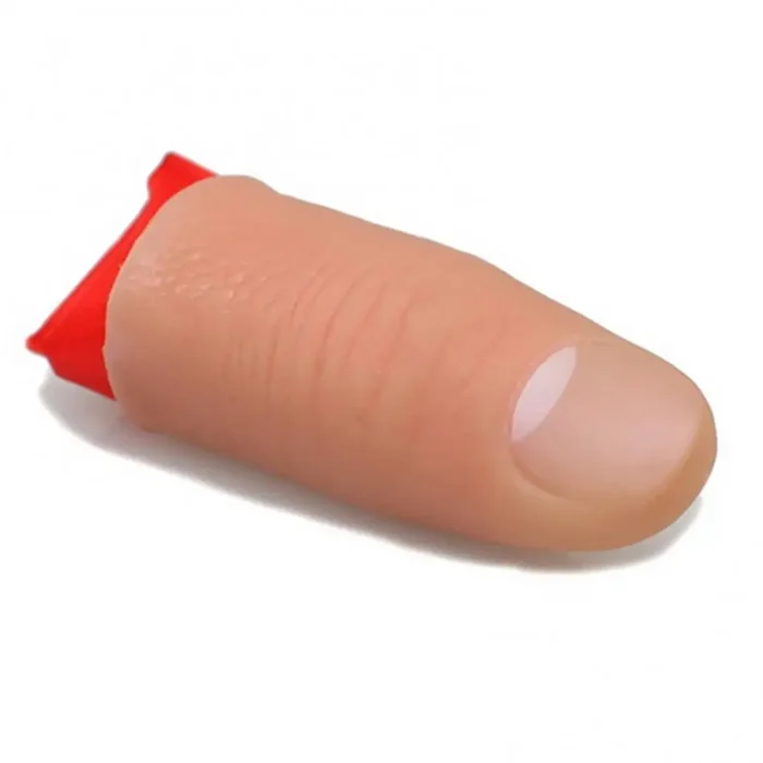 Fake Thumb Tip Finger Magic Trick Props Vanish Appearing Plastic Finger Thumb Tip + Red Silk Stage Show Prop Prank Toy - Image 1