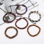 Bohemian Leather Bracelet Men Hand-woven Bracelet Men's Wooden Bead Bracelet Bracelet for Men Charm Bracelet Mens Jewellery - Image 5