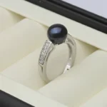 Genuine Freshwater Adjustable Pearl Rings For Women,925 Sterling Silver Open Ring With Real Pearl Mom Wife Birthday Gift White - Image 2