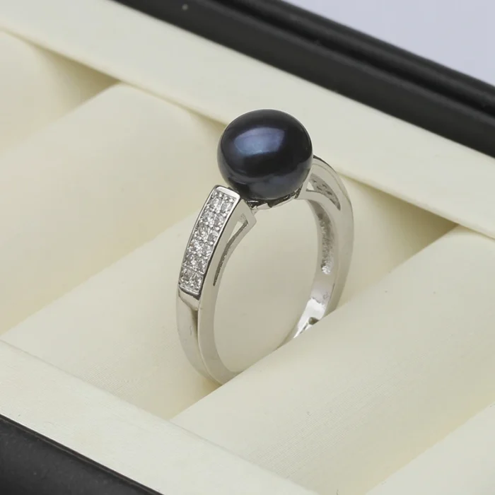 Genuine Freshwater Adjustable Pearl Rings For Women,925 Sterling Silver Open Ring With Real Pearl Mom Wife Birthday Gift White - Image 2