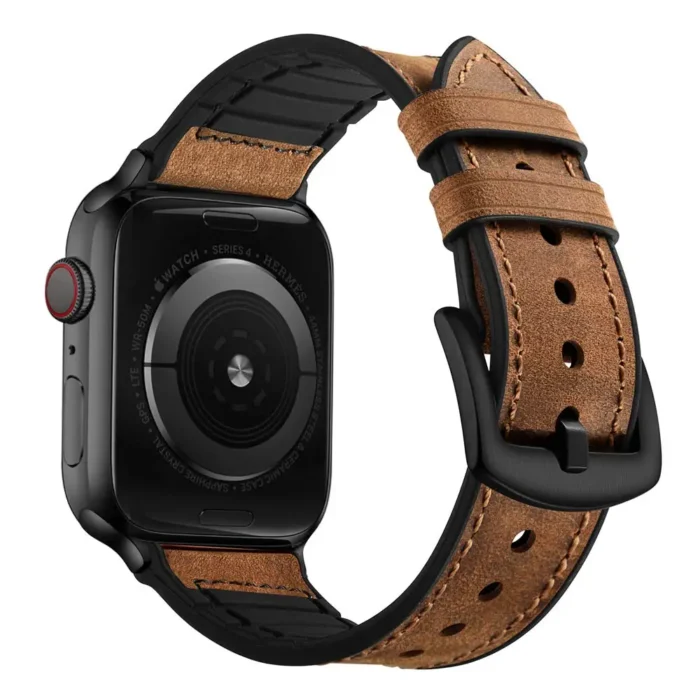 Strap for Apple watch band 44mm 42mm 45mm 49mm 41mm 40mm 46mm Leather+Silicone correa bracelet iWatch Serie 10 9 ultra 8 7 6 SE - Image 3