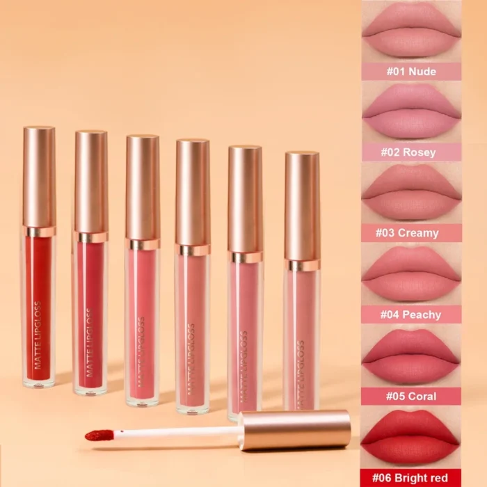 6Set Matte Lip Gloss AB two sets Not Stained with Cup Mouth Red Lip Gloss Moisturizing Long Lasting Not Easy To Fade Lip Gloss - Image 2