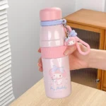 420ml Sanrio Thermos Cup Girls Cute Water Cup Travel Sports Portable Kuromi Mymelody Straight Drinking Cup with Handle Pendant - Image 5