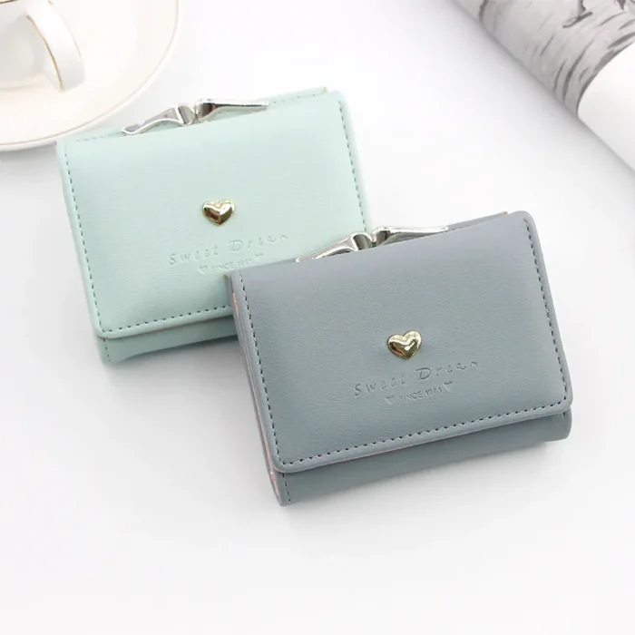 Small Women Wallet loving heart Short Women's Wallet Card Holder Girls Mini Woman Fashion Lady Coin Purse for Female Clutch Bag - Image 2