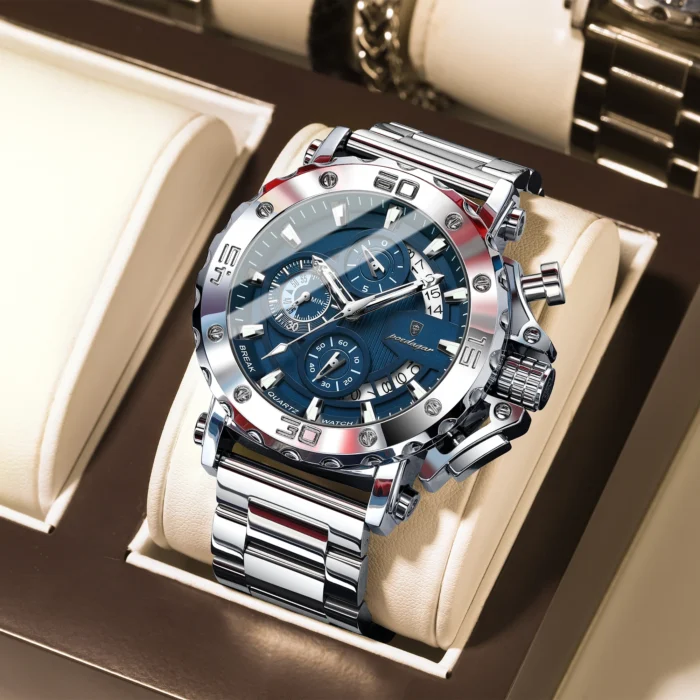 POEDAGAR Luxury Watch For Men Calendar Luminous Waterproof Man Clock Male Chronograph Stainless Steel Men's Quartz Watches Reloj - Image 1