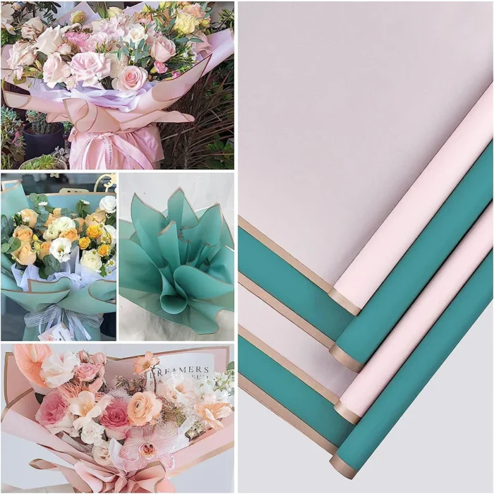 Gold Edge Flower Wrapping Paper Waterproof Floral Bouquet Korean Paper Wedding Birthday Flower DIY Craft Gift Packaging Supplies - Image 3