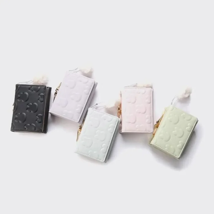 Korean Style Cute Student Wallet - Cute Rabbit & Pom Fold Coin Purse & Card Holder Short Zero Wallet - Image 6