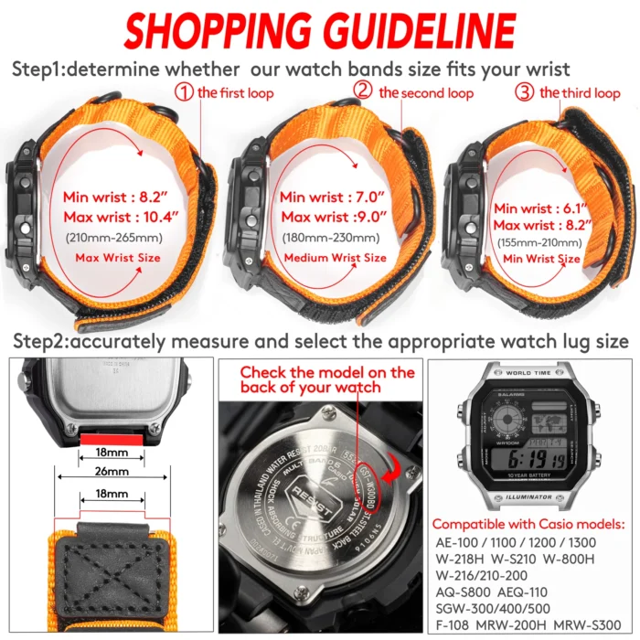 Hemsut Nylon Leather Replace Watch Band 18mm for Gshock AE1200 AE1300 5 Colors - Image 6