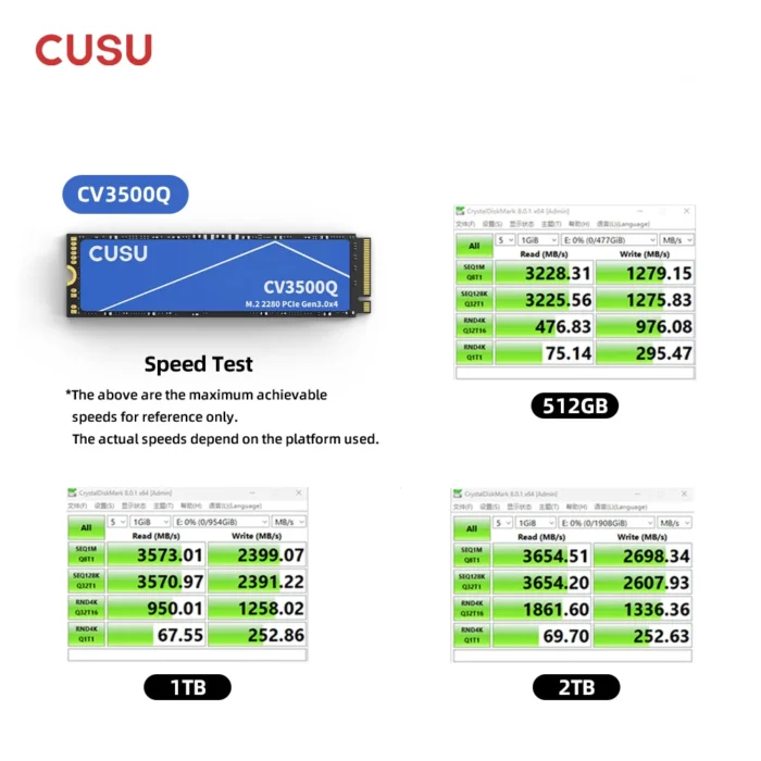 CUSU SSD M2 NVMe 512gb 1tb 2tb Internal Solid State Drive CV3500Q Hard Disk M.2 2280 for Laptop Desktop - Image 2