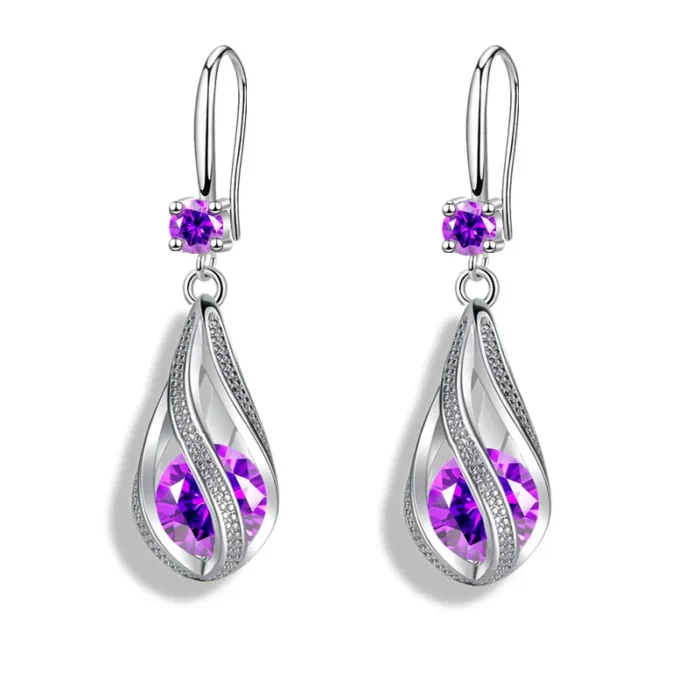 Fine New 925 Sterling Silver Luxury Crystal Zircon Earrings Charms for Woman cute Engagement Wedding Jewelry drop gift - Image 6