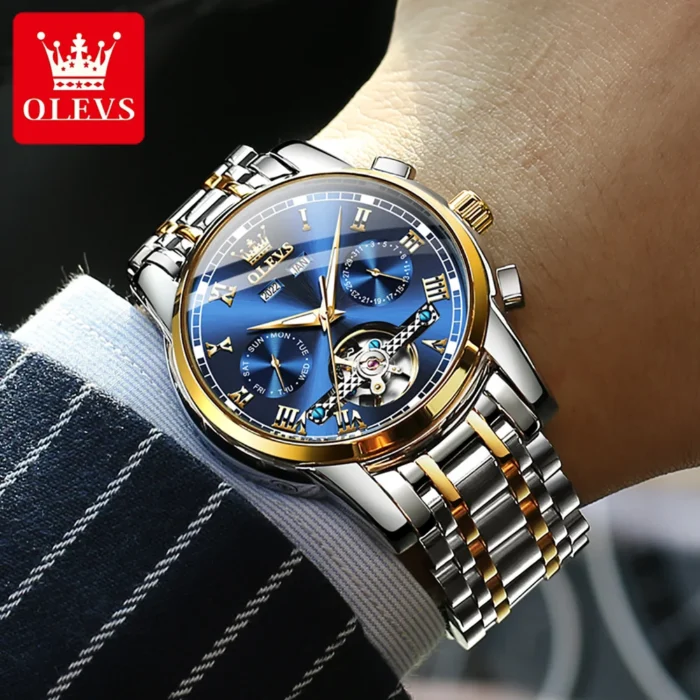 OLEVS 6607 Luxury Automatic Watch for Men Hollow Out Skeleton Men's Wristwatch Waterproof Watches Original Mechanical Hand Clock - Image 5