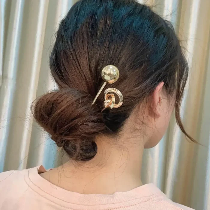 Accessories Disk Hair Temperament Simple Round Ball Hollow Metal Hairpins Hair Accessories Hair Sticks Hair Fork - Image 4