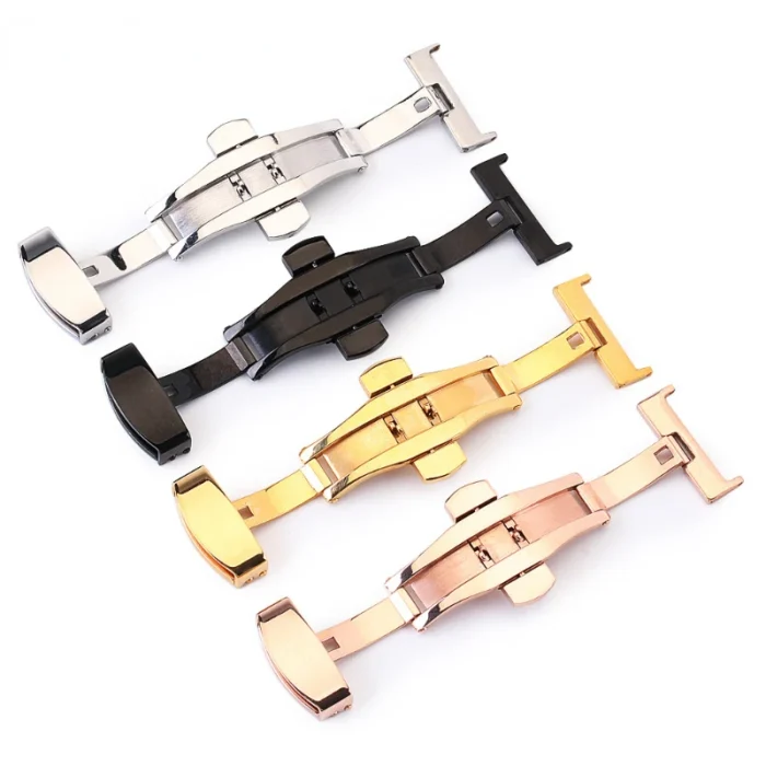 10/12/14/16/18/20/22mm Stainless Steel Strap Buckles Butterfly Buckle Polished Button Watchbands Clasp Watch Accessories - Image 3