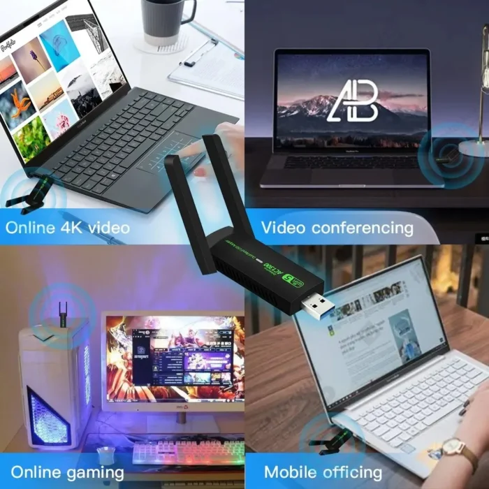 USB 3.0 WiFi Adapter 1300Mbps Network Card Dual Band 2.4G/5GHz Bluetooth 4.2 Wireless Receiver Transmitter For Desktop Laptop PC - Image 4