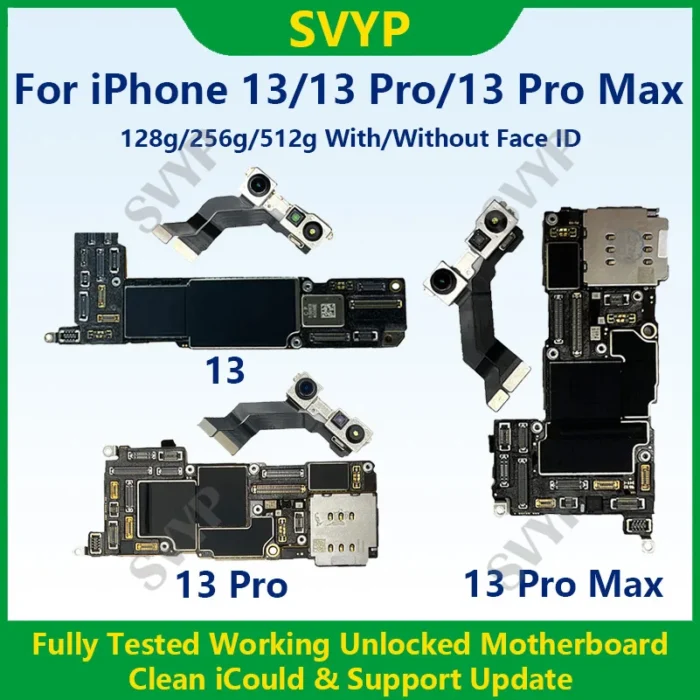 Fully Tested Authentic Motherboard For iPhone 13 Pro Max 128g/256g Unlocked Mainboard With Face ID Cleaned iCloud Fast Shipping - Image 1