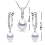 YWYC Horseshoe 8-9mm Rice Freshwater Pearl Earrings&Necklaces Jewelry Set for Women 925 Sterling Silver 45cm Pendant Necklace - Image 2