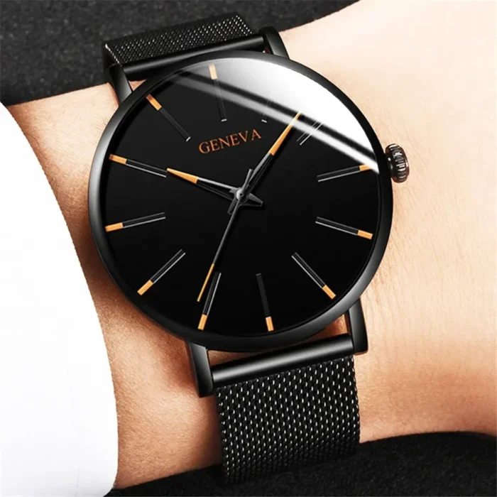 2024 New Mens Fashion Watches Luxury Ultra Thin Stainless Steel Mesh Strap Quartz Watch Rose Gold Men Watch Gifts Reloj Hombre - Image 6