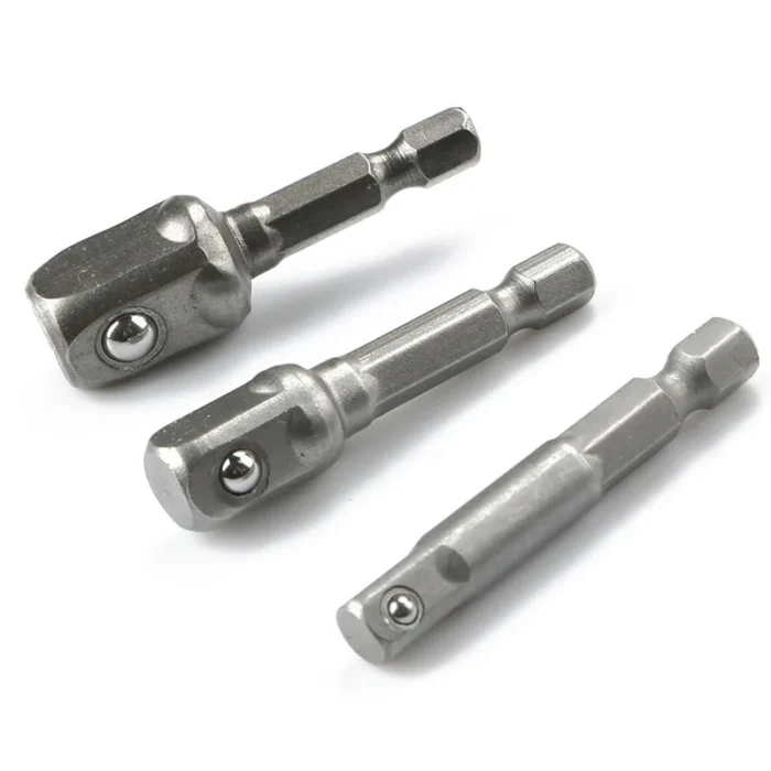 3Pcs Impact Socket Adapter 1/4 3/8 1/2 Inch Nut Driver Sockets Hex Shank Extension For Screwdriver Handle Tool - Image 4