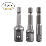 3Pcs Impact Socket Adapter 1/4 3/8 1/2 Inch Nut Driver Sockets Hex Shank Extension For Screwdriver Handle Tool