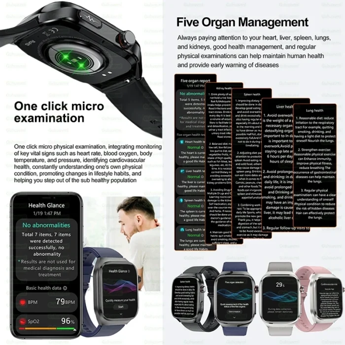 2025 New For XIAOMI Uric acid Blood lipids Smart Watch Men ECG+PPG Blood pressure Blood oxygen Bluetooth Call Health Smartwatchs - Image 5