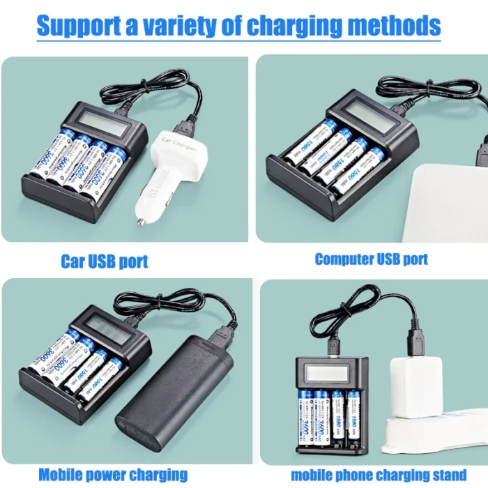 LCD Display AA / AAA Battery USB Charger 4 Slots For NI-MH /NI-CD AA AAA 1.2V Rechargeable Battery Indicator Battery Charger - Image 5
