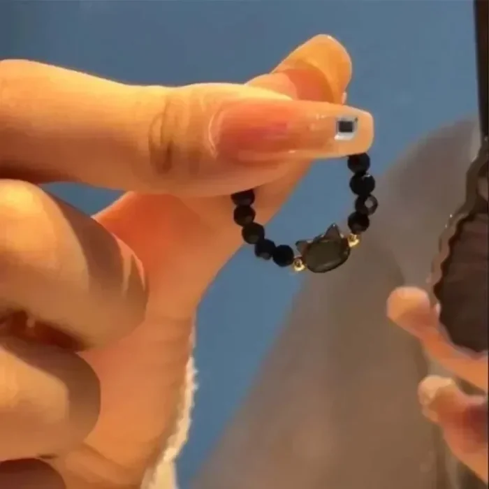 2pcs Natural Moonstone Obsidian Rings Beads Minimalist Ring Cute Black White Cat Ring Women Men Party Accessories Jewelry - Image 6