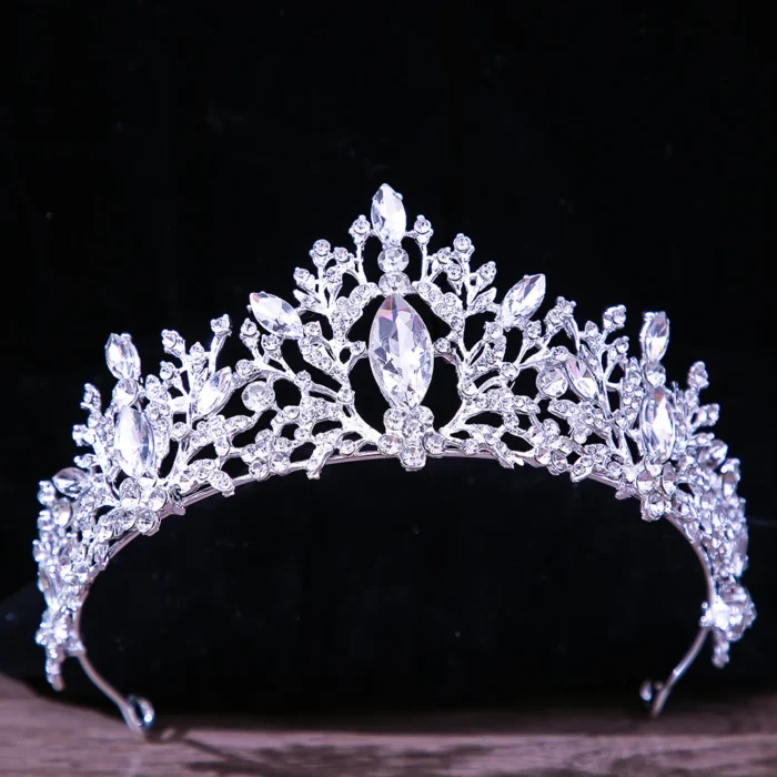 DIEZI Korean Luxury White Crystal Crown Hair Accessories Tiara Women Wedding Rhinestone Bridal Silver Color Crown Hair Jewelry - Image 3