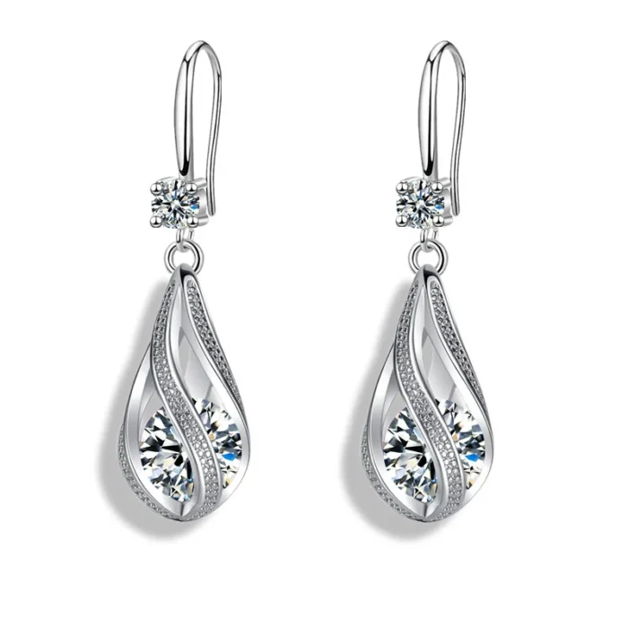 Fine New 925 Sterling Silver Luxury Crystal Zircon Earrings Charms for Woman cute Engagement Wedding Jewelry drop gift - Image 4