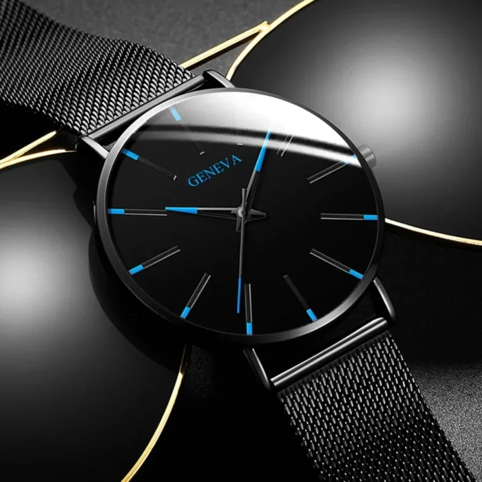 2024 New Mens Fashion Watches Luxury Ultra Thin Stainless Steel Mesh Strap Quartz Watch Rose Gold Men Watch Gifts Reloj Hombre - Image 4