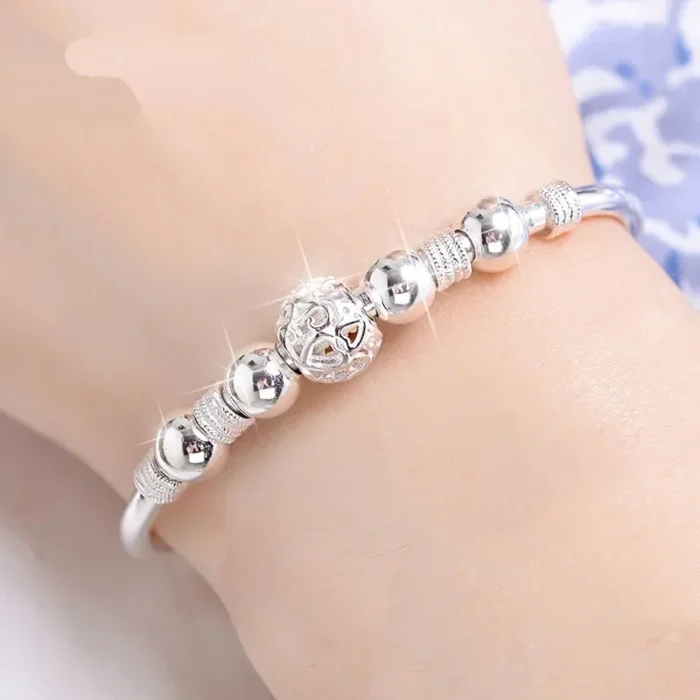 New Korean Fashion 925 Sterling Silver Lucky Beads Bangles for Women Bracelets Luxury Designer Party Wedding Jewelry Gifts - Image 5