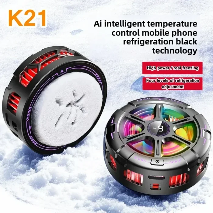 K21 Fast Cooling Mobile Phone Radiator, Game Cooler, Semiconductor Cooling Heat Sink, RGB, Temperature Display - Image 2
