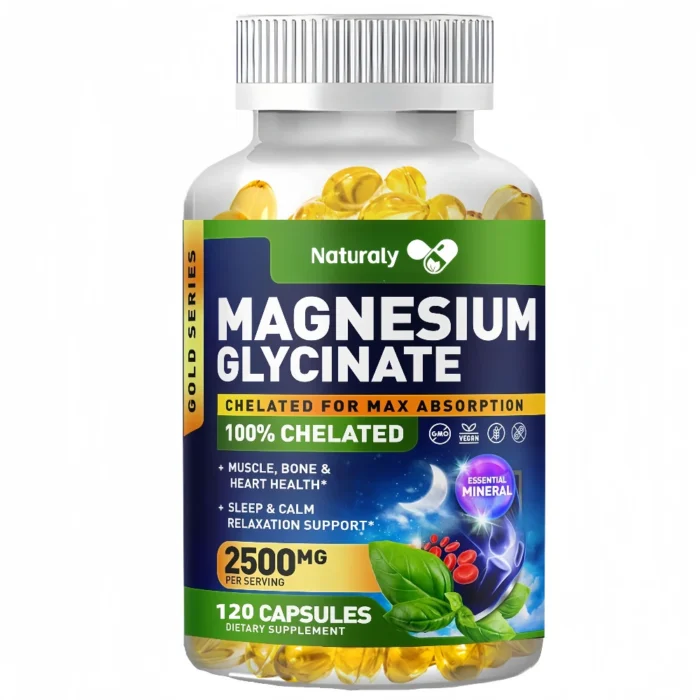 Magnesium Glycinate Capsules Dietary Supplement Support Bone Immune System,Heart Health Mineral Supplement Help Natural Sleep - Image 1