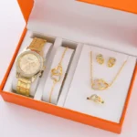 Womens Watches 5Pcs Set Luxury Rhinestone Women Fashion Elegant Wristwatch Quartz Watch For Girl WristWatch Bracelet Gift - Image 3
