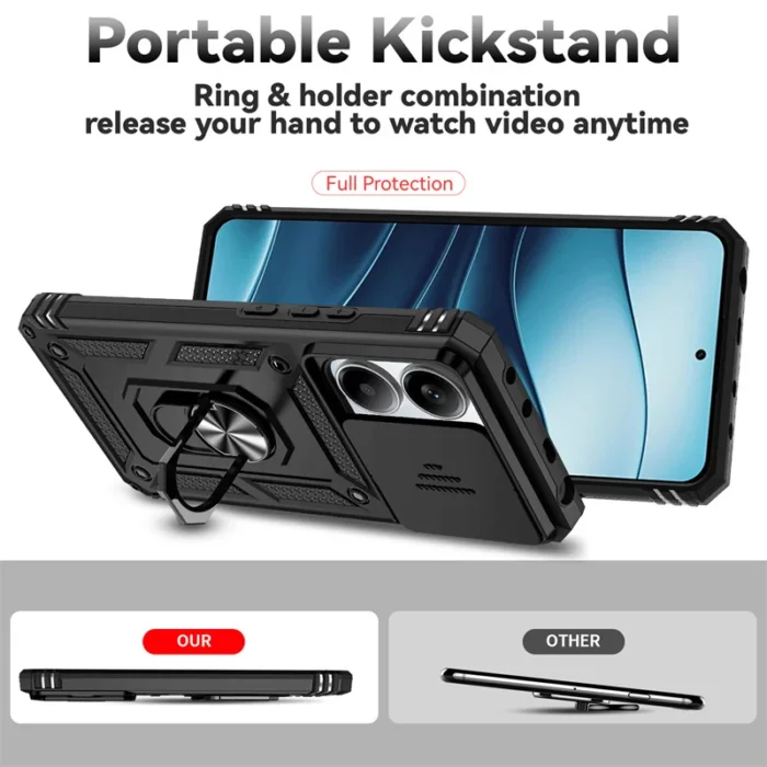 Capa For Xiaomi Redmi Note 14 5G Case Armor Slide Camera Lens Protector Back Cover for Redmy Note14 Shockproof Ring Stand Funda - Image 5