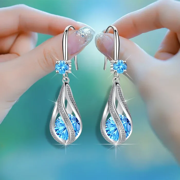 Fine New 925 Sterling Silver Luxury Crystal Zircon Earrings Charms for Woman cute Engagement Wedding Jewelry drop gift - Image 3
