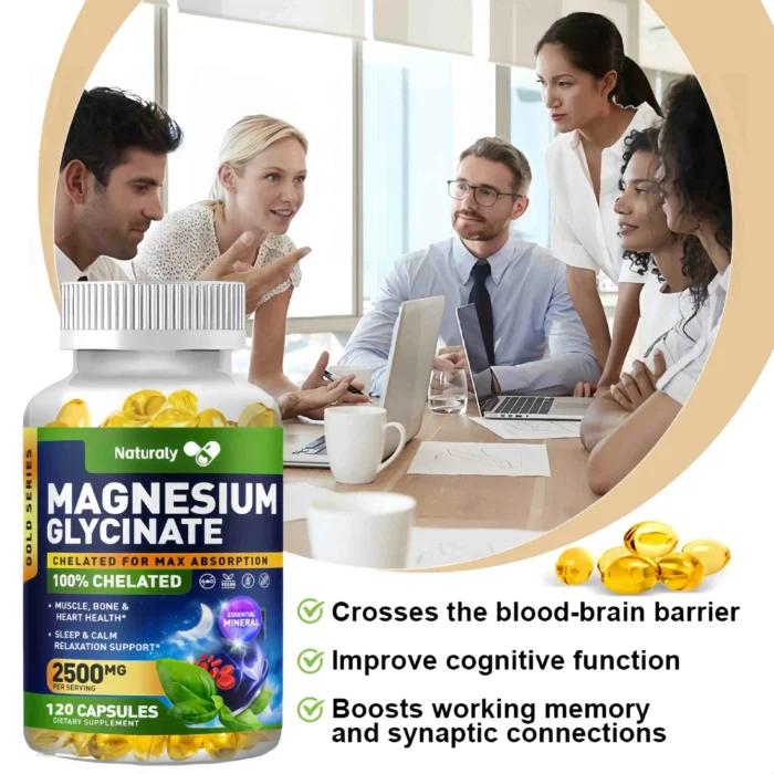 Magnesium Glycinate Capsules Dietary Supplement Support Bone Immune System,Heart Health Mineral Supplement Help Natural Sleep - Image 5