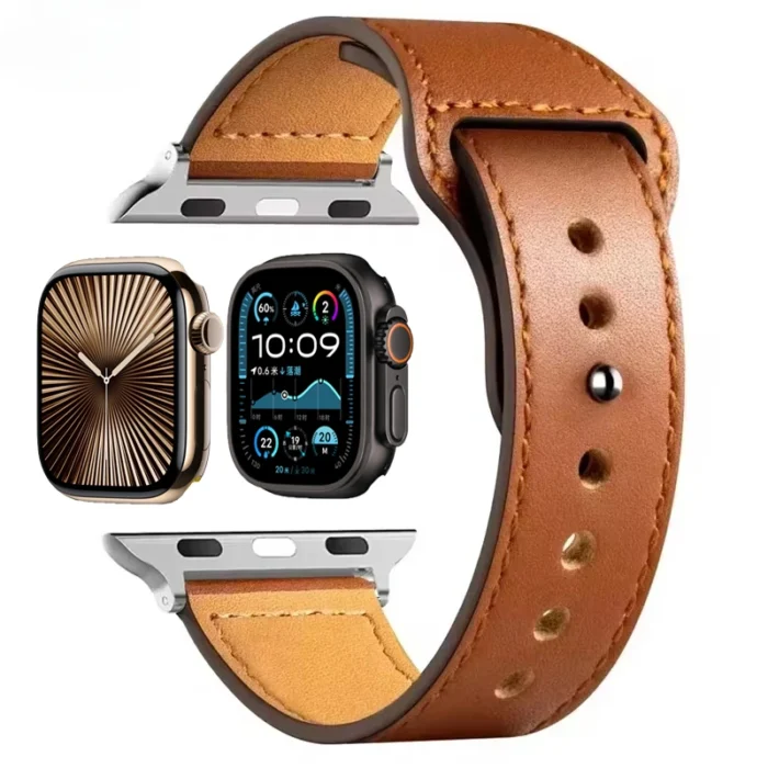 Leather band For Apple watch straps 45mm 41mm Ultra 2 49mm 42mm 46mm 40mm-44mm sport bracelet iWatch series 10 9 8 7 4 5 6 3 se - Image 4