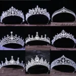 DIEZI Korean Luxury White Crystal Crown Hair Accessories Tiara Women Wedding Rhinestone Bridal Silver Color Crown Hair Jewelry