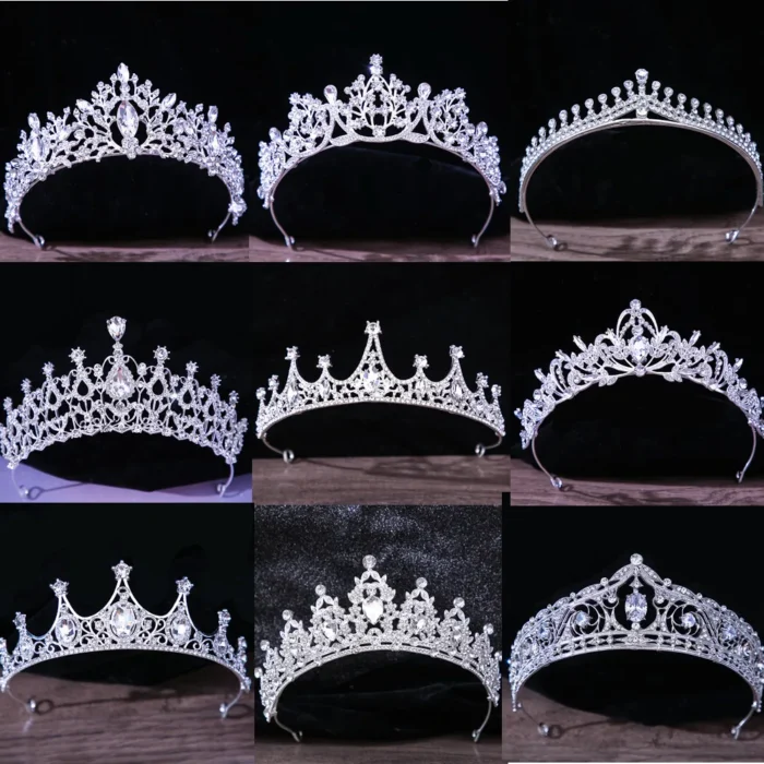 DIEZI Korean Luxury White Crystal Crown Hair Accessories Tiara Women Wedding Rhinestone Bridal Silver Color Crown Hair Jewelry - Image 1