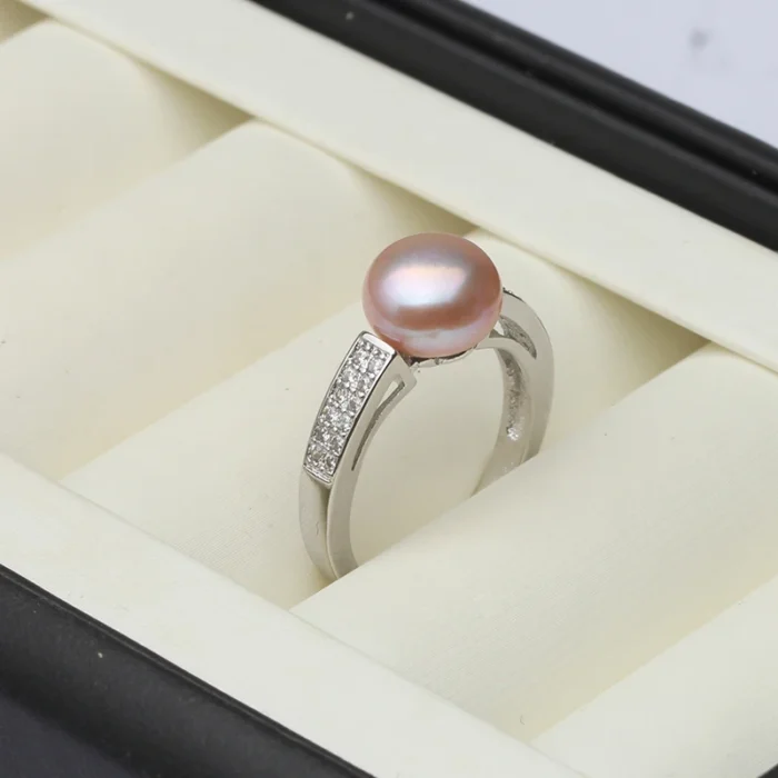 Genuine Freshwater Adjustable Pearl Rings For Women,925 Sterling Silver Open Ring With Real Pearl Mom Wife Birthday Gift White - Image 3
