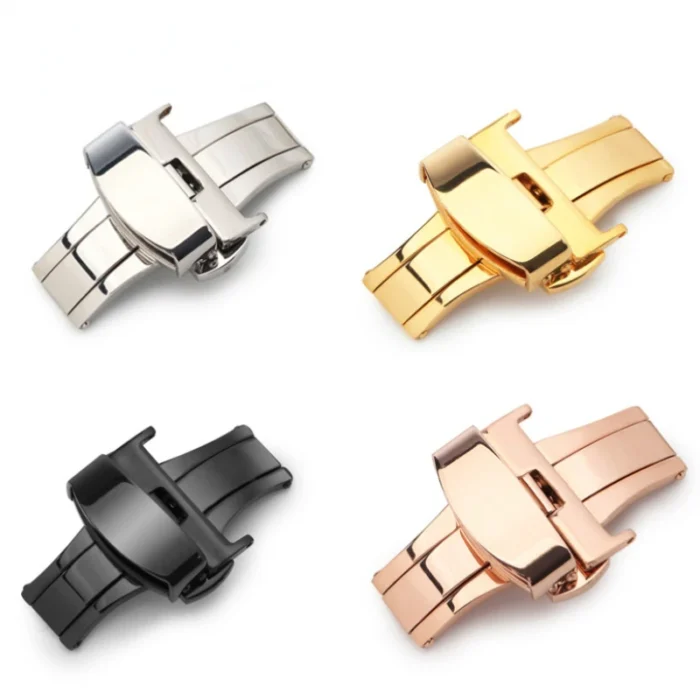 10/12/14/16/18/20/22mm Stainless Steel Strap Buckles Butterfly Buckle Polished Button Watchbands Clasp Watch Accessories - Image 2