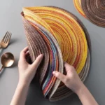 Placemats for Dining Table 1PC Linen cotton woven non-slip ironing placemat teacup mat Round plate mat flower mat kitchenware - Image 3