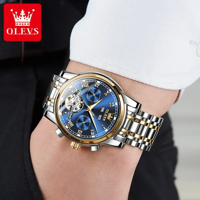 OLEVS 6607 Luxury Automatic Watch for Men Hollow Out Skeleton Men's Wristwatch Waterproof Watches Original Mechanical Hand Clock - Image 3