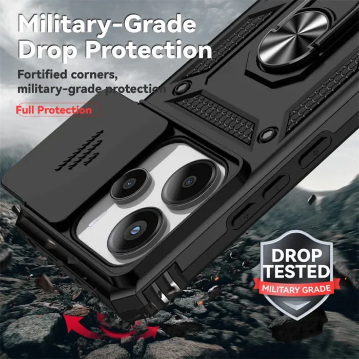 For Xiaomi Redmi Note 14 4G Case Shockproof Armor Car Holder Magnetic Ring Phone Cover For Redmy Note14 4G Camera Protect Fundas - Image 6