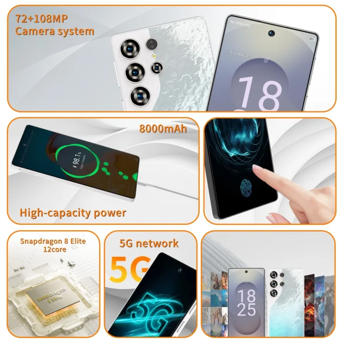 HOT 2025 new S26 Ultra original intelligent 5G dual card dual standby Android 15 system global version phones 8000mAh battery - Image 3