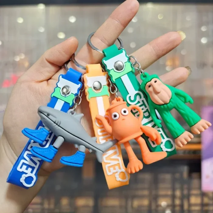 Italian Brainrot Animal Keychain Tung TungTung Sahur Tralalelo Shark Key Ring Anime Keychain Kids Keyring Funny Bag Pendant Gift - Image 1