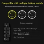 Smart Lithium Ion Battery Coin Cell Charger Adapter, Smart High Quality Lithium Ion Battery Charger Display Converter USB - Image 6